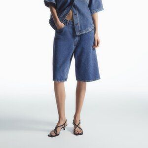 NWOT COS Longline Denim Shorts in Blue Size 24